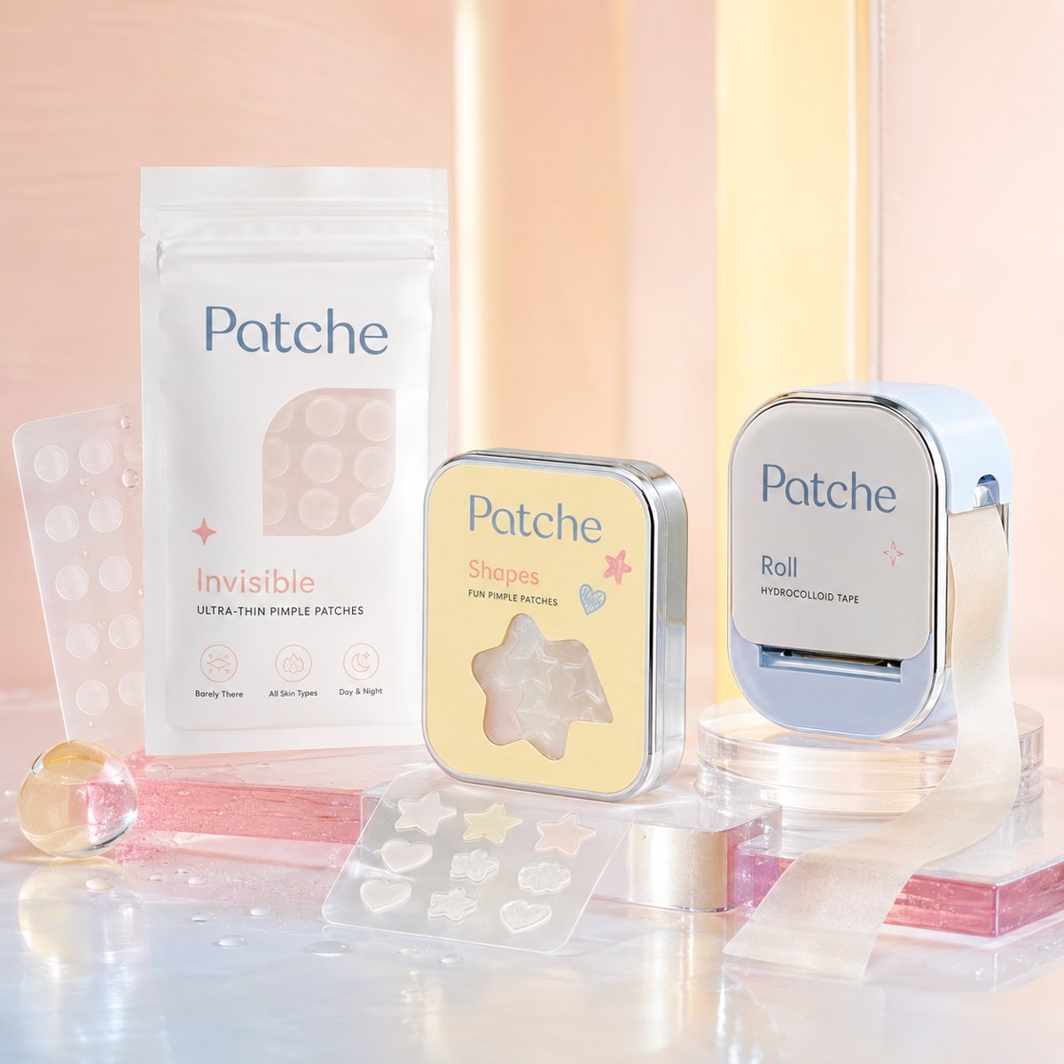 Patche lineup — Invisible, Shapes and Roll